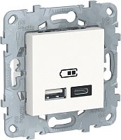 Розетка USB тип A+С без рамки Schneider Electric Unica New 2-м. 2400мА белый